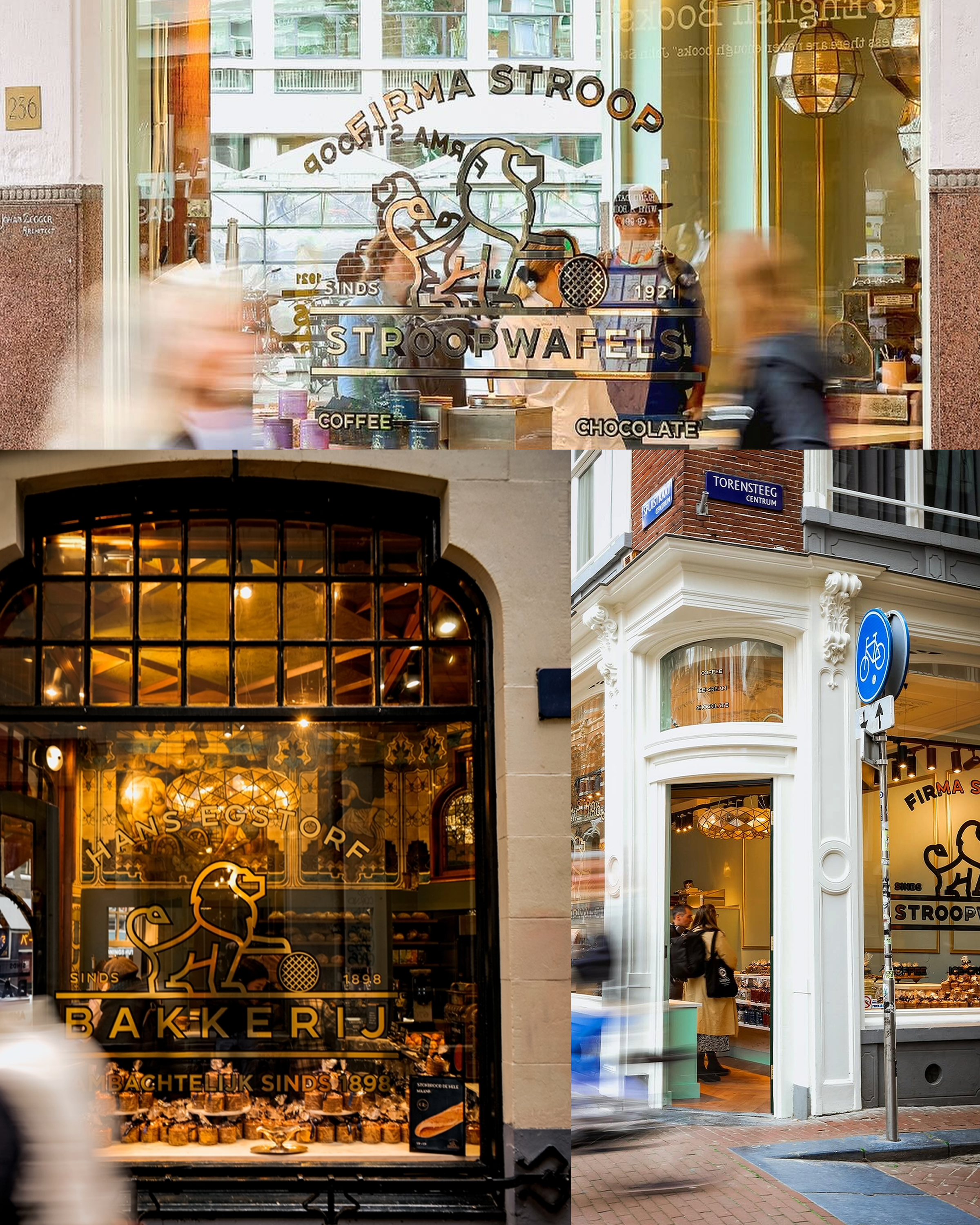 Collage of Hans Egstorf bakery storefronts 