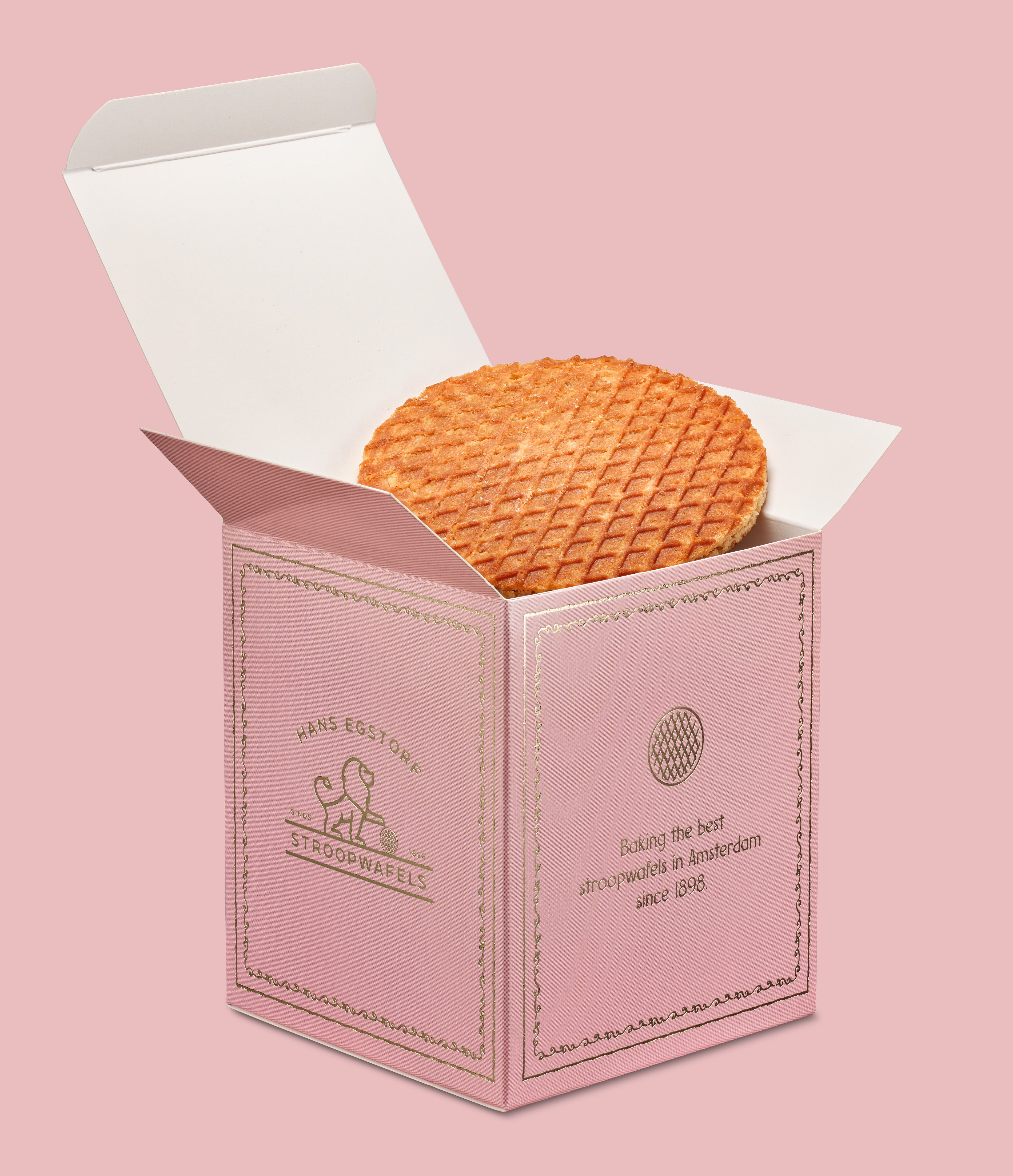 The Original Amsterdam Stroopwafel Pink Colour Box - 1 Box With 10 pc - Hans Egstorf