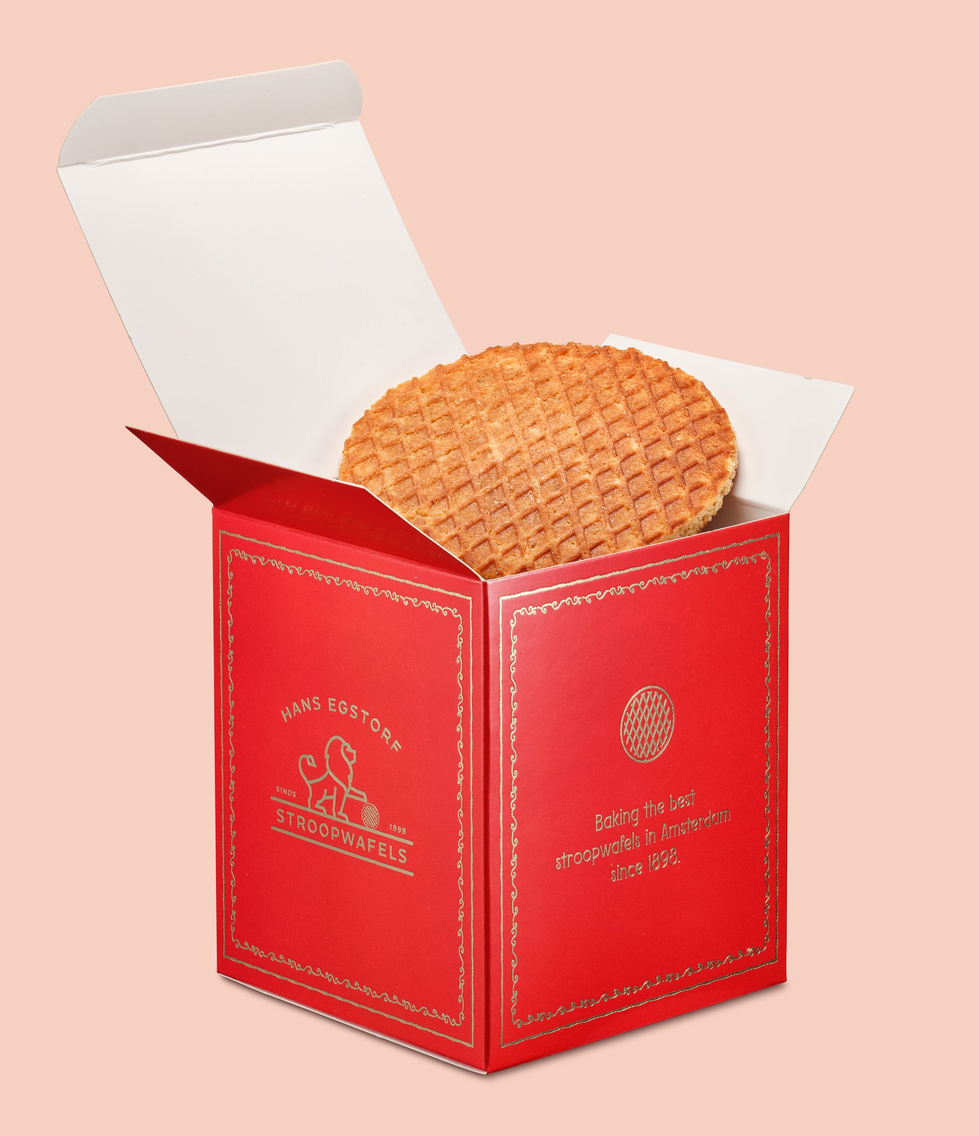 The Original Amsterdam Stroopwafel Red Colour Box - 1 Box With 10 pc - Hans Egstorf