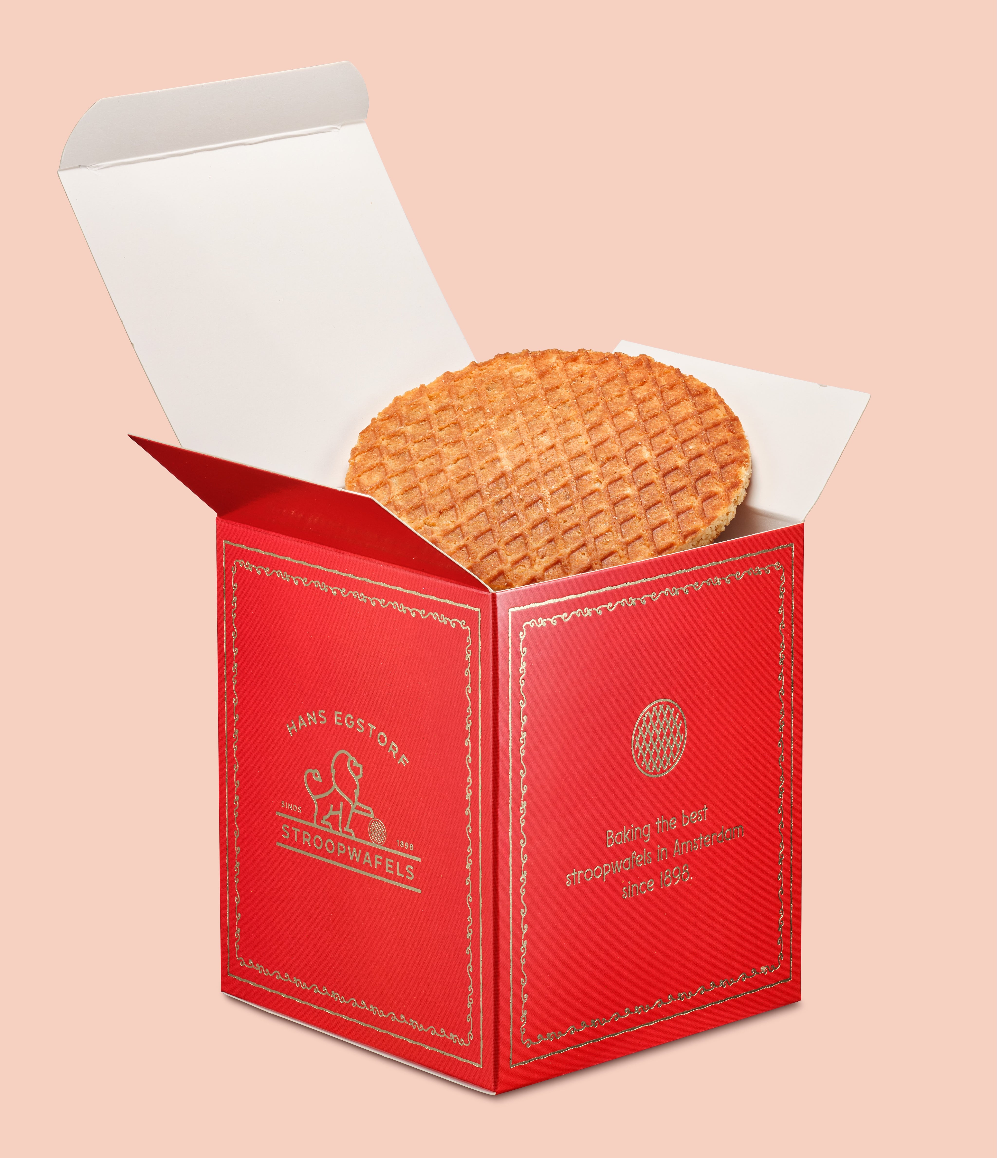 The Original Amsterdam Stroopwafel Red Colour Box - 1 Box With 10 pc - Hans Egstorf